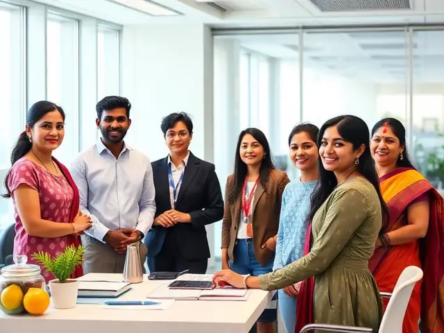 Indian office employees at a corporate wellness check-up session